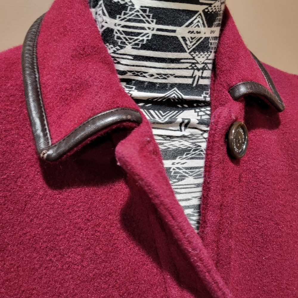 Coach Mulberry Red Mohair Wool Long Coat - Picture 5 of 7